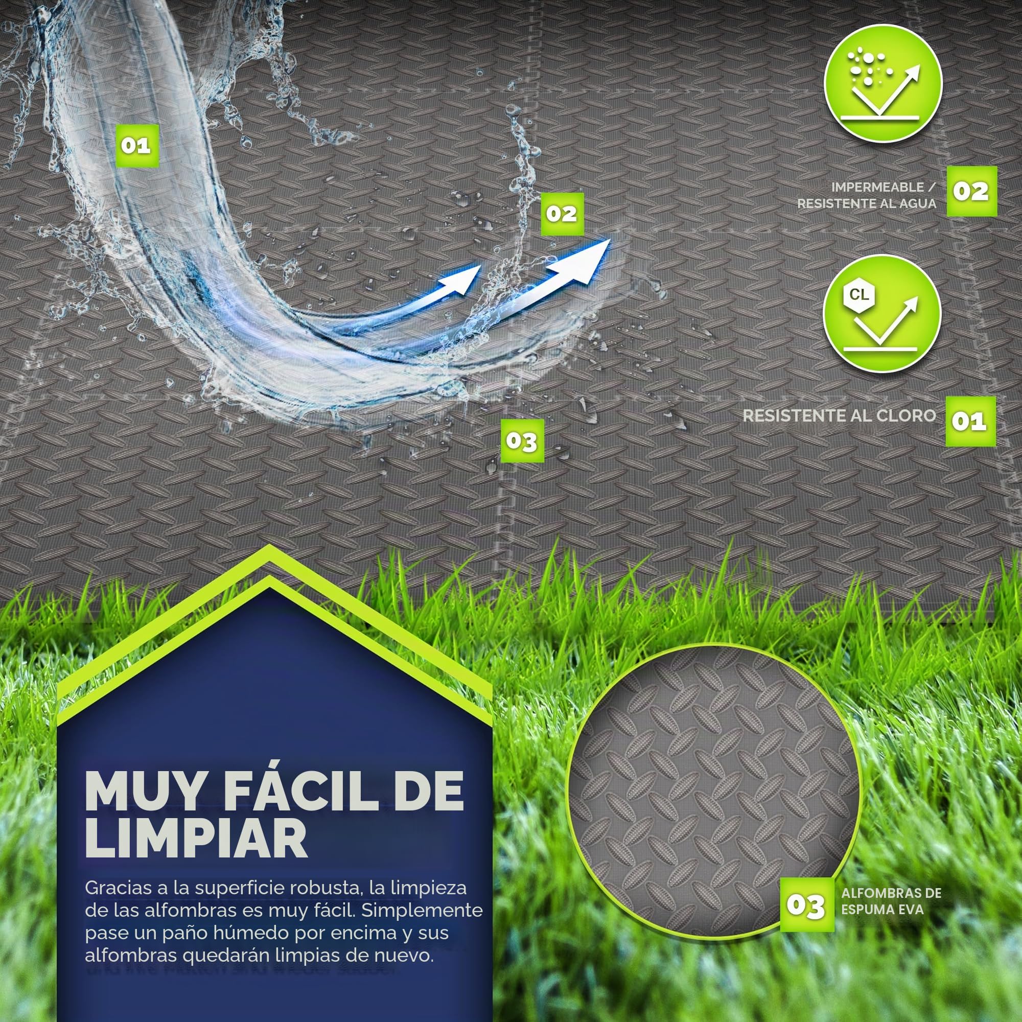 tillvex® Juego de 24 alfombrillas de protección para piscina | Alfombrilla para piscina y piscina infantil | Alfombrilla de piscina al aire libre | Alfombrilla de protección térmica para piscina |