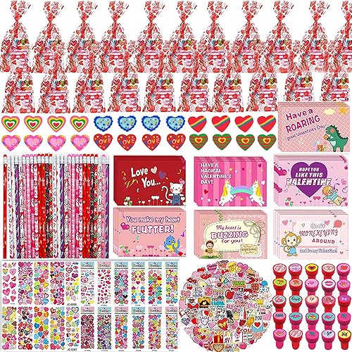 268 unidades de regalos para el día de San Valentín para niños, tarjetas a granel para el día de San Valentín para niños, bolsas de regalos de