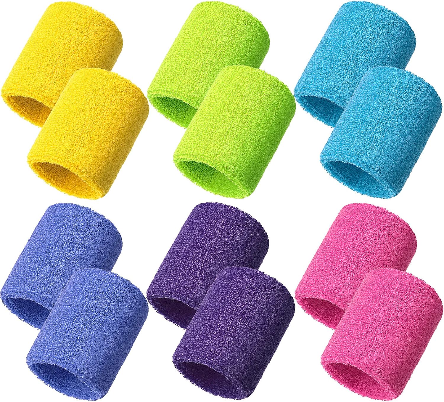 12 Pieces Sweatbands Sports Wristband Sweat Band for Men and Women