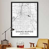 Vista 1 de Mapa de Grand Rapids, Michigan, Light 2 (12x16)