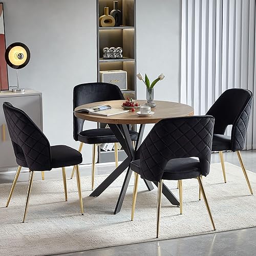 Miniatura 7 de NORDICANA Juego de 4 sillas de comedor modernas, sillas decorativas beige Boucle con patas de metal dorado, sillas laterales tapizadas para cocina,