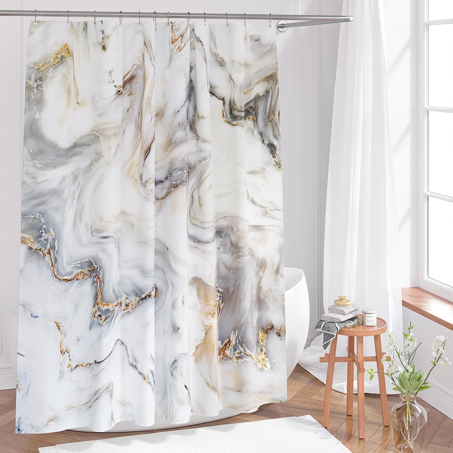 BTTN Extra Long Fabric Shower Curtain 72x96 Inch Long