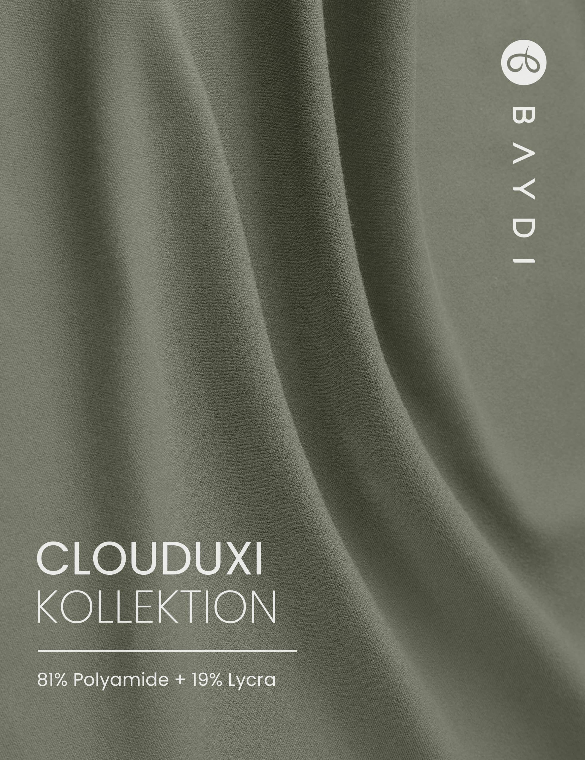 BAYDI Clouduxi Legging de sport, taille haute, pour femme, opaque, pantalon de yoga, de sport, avec poches, 64 cm