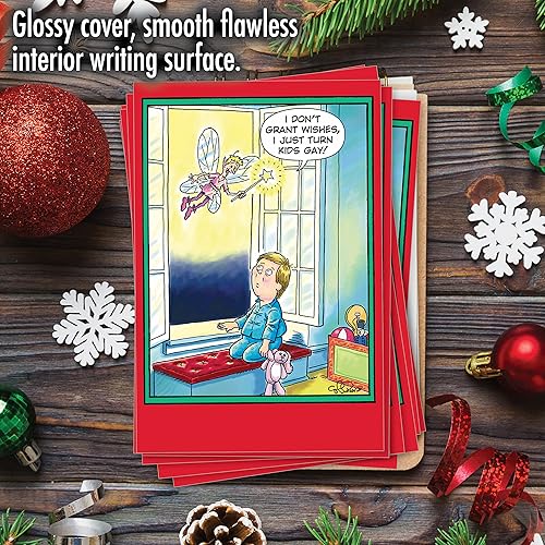 Miniatura 5 de NobleWorks - 12 divertidas tarjetas navideñas de dibujos animados - Tarjetas de notas en caja para Navidad, conjunto de humor cómico a granel (1