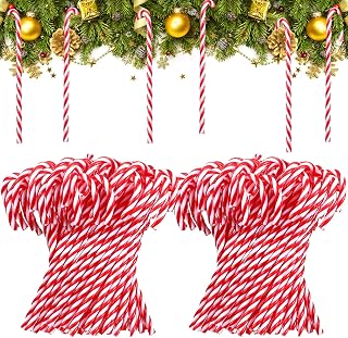 Jetec 300 Pcs Christmas Plastic Candy Cane Ornament 5.9 Inch Christmas Tree Hanging Decor Twisted Crutch for Xmas Gift Holiday Indoor Outdoor Crafts Party Favor (Red and White)