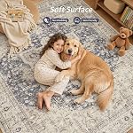 Tortania Area Rug Living Room Rugs - 5x7 Washable Boho Rug Vintage Oriental Distressed Farmhouse Large Thin Indoor Carpet for Living Room Bedroom Under Dining Table Home Office - Cream Blue