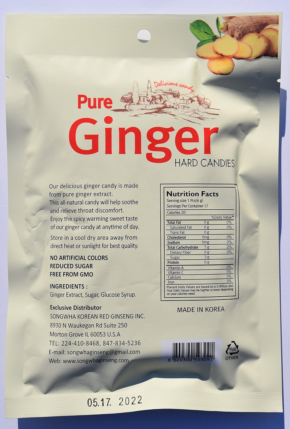 Pure Ginger Hard Candies 3 bags : Grocery & Gourmet Food