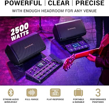 HeadRush FRFR112 MKII - 2500W Electric and Bass Guitar Amp, 12 Full-Range Flat-Response Bluetooth Speaker for Multi-FX and Amp Modeling Processors