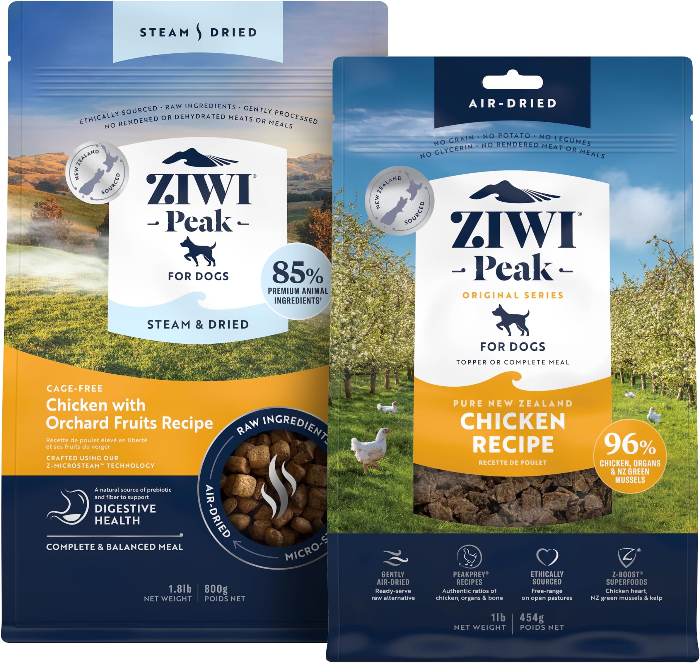 ZIWIPeak Dog Food Bundle - Steam & Dried Chicken With Fruits (28.8oz) + Air-Dried Chicken (16oz)