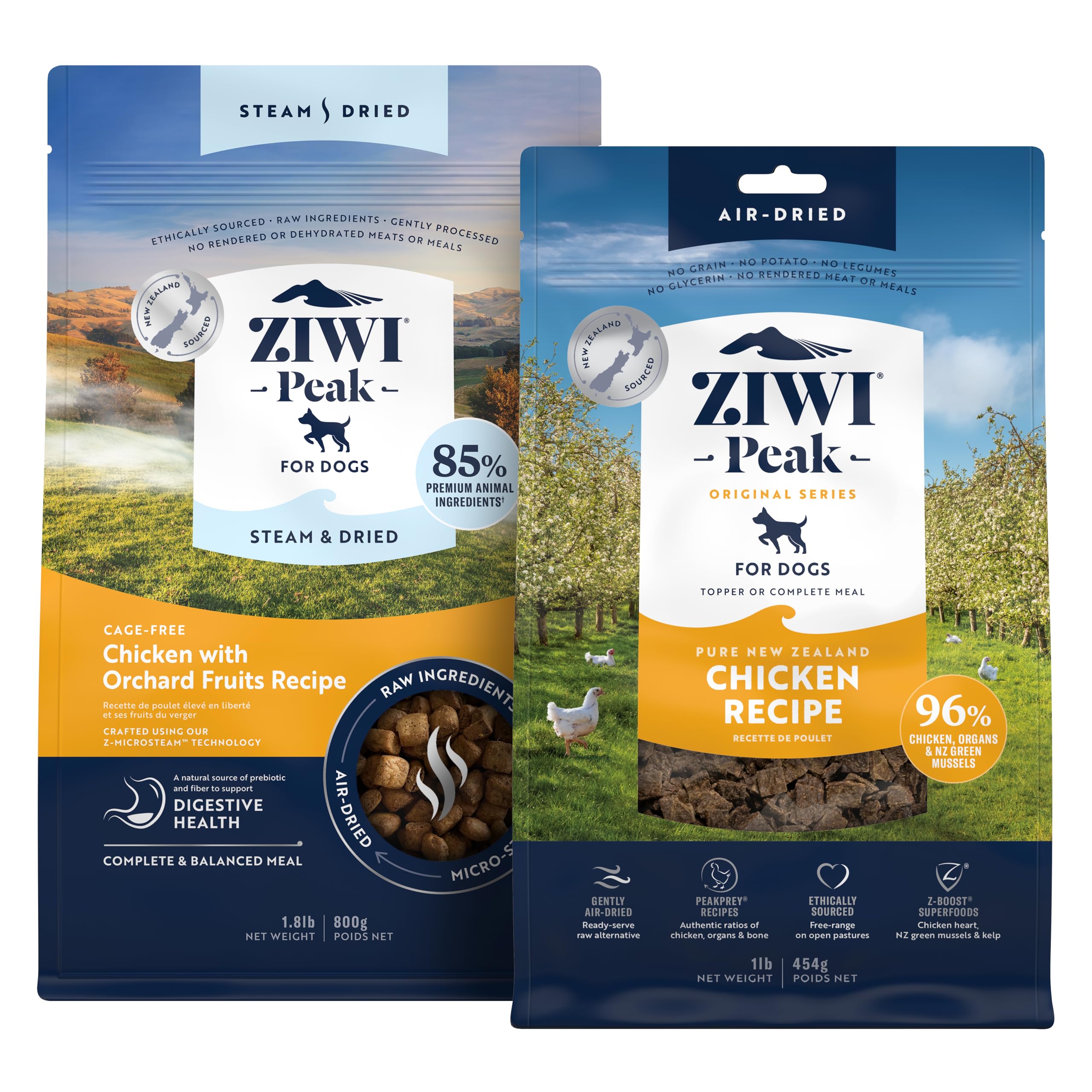 ZIWIPeak Dog Food Bundle - Steam & Dried Chicken With Fruits (28.8oz) + Air-Dried Chicken (16oz)