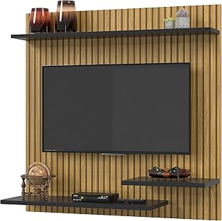 Painel Pra Tv Sala/Quarto Até 32 Polegadas Smart Plus Madri - Ripado Preto