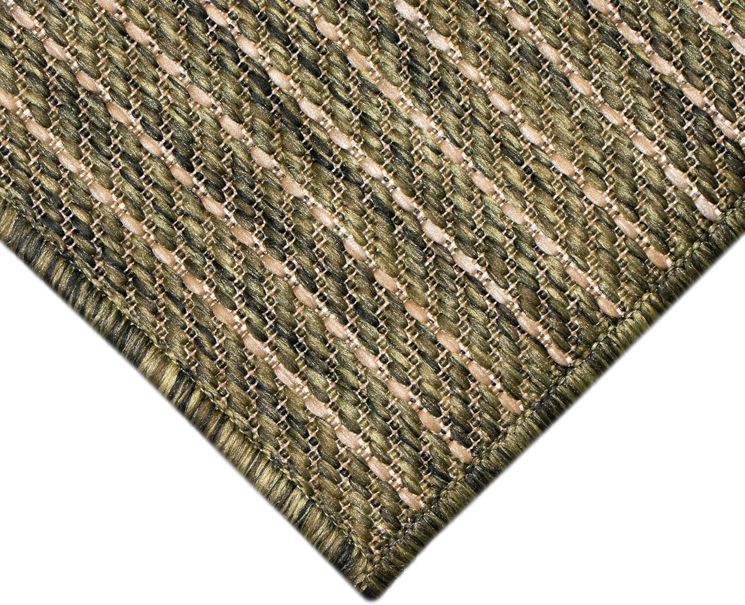Liora Manne CARMEL Indoor/Outdoor Power Loomed Synthetic Blend Low Profile Area Rug - Transitional Stripe Global Colorful (Texture Stripe Green) (7'10" x 9'10")