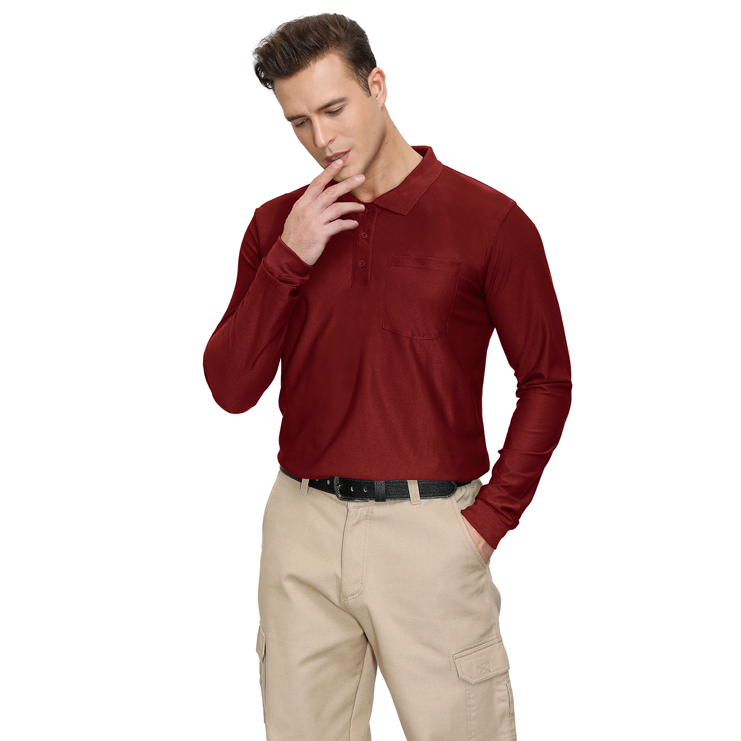 Camisetas Polo para Hombre MOHEEN, de Manga Larga, Secado Rápido, para Golf, Tallas M a 6XL miniatura 7