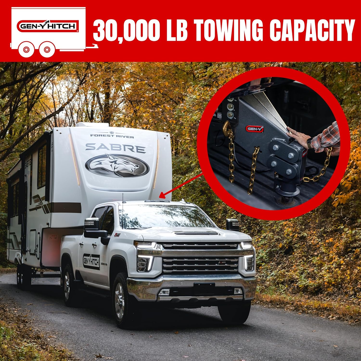 GEN-Y Hitch Fifth Wheel to Gooseneck SnapLatch Coupler | 3,500-6,500 Pound Pin Weight Range | 30K Pound Towing Capacity | Compatable with 2 5/16" Gooseneck Ball
