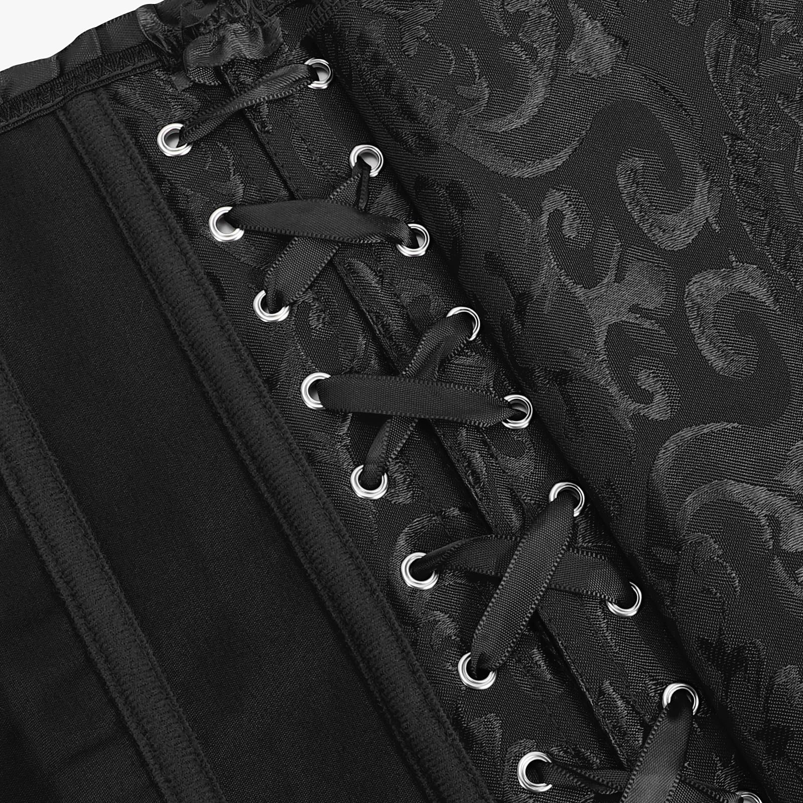 VONMELLI Korsett Damen Spitze Up Boned Overbust Vollbrust Corset Bustier Gothic Corsage Dessous Top