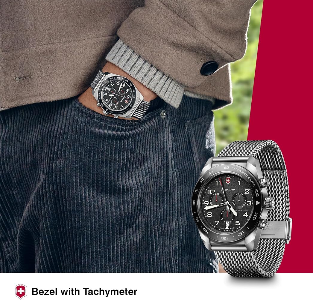 Amazon.com: Victorinox Swiss Army Chronograph Black Dial Mesh