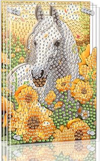 Ginfonr DIY Acrylayers Diamond Art Painting Kit for Adults, White Horse 4-Layer Acrylic Magnetic Diamond Painting Stand Up Tabletop Decor with Dynamic Depth Effect, Home Christmas Gift 4x6 inch