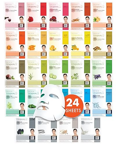 DERMAL Made in Korea Facial Mask – 20+ Years of Trusted K-Beauty, Premium Quality vs. Generic Chinese Masks, Best Value Sheet Mask for Daily Skincare – 24 Combo Pack - 24 Pack