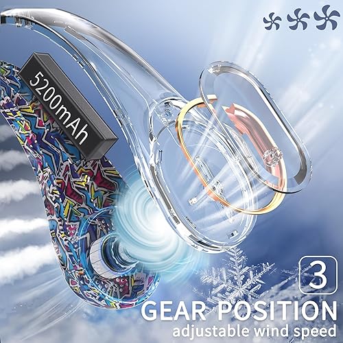 Miniatura 4 de FrSara Ventiladores de cuello sin aspas portátiles recargables, ajustables, enfriamiento de 360, súper silencioso, sin diseño de ventilador de