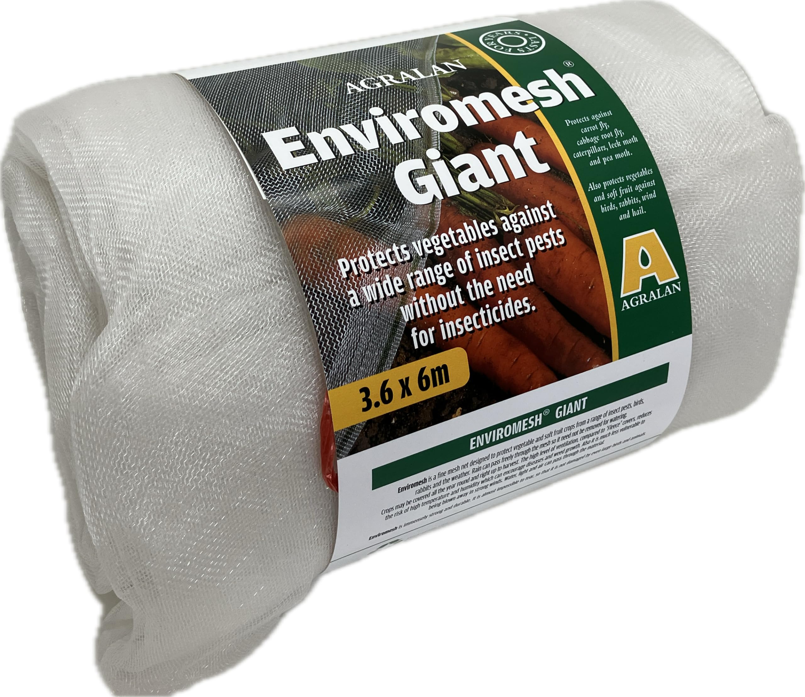 Agralan Enviromesh Fine Garden Insect Netting Mesh For Crop & Vegetable Pest Protection, Roll (Giant - 3.6m x 6m)