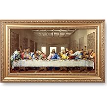The Last Supper by Leonardo Da Vinci The World Classic Art Reproductions,Giclee Prints Framed WallArt for Home Decor,Image Size30x16 inches,Golden Framed Size36x22 inchs