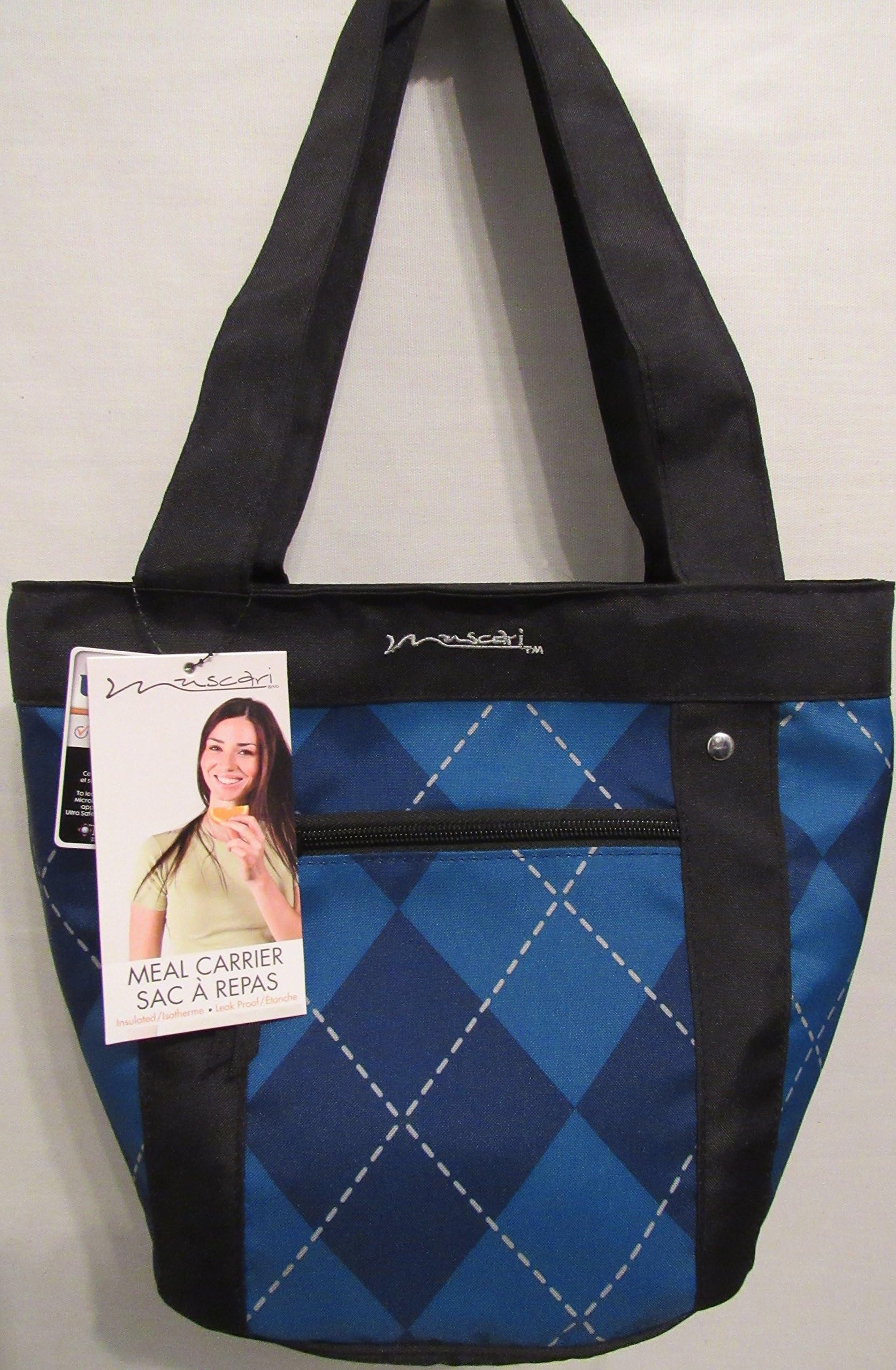 Muscari - Savannah Insulated Medium Lunch Tote - Fun & Classic Styles (Blue Argyle)