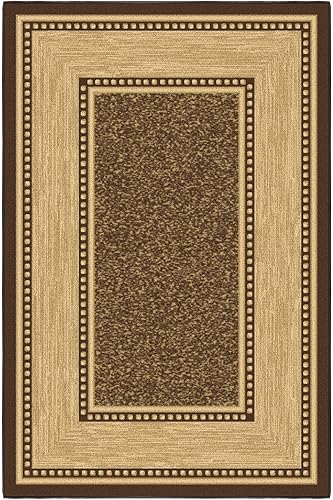 Miniatura 6 de Ottomanson Ottohome - Alfombra antideslizante de goma con diseño de bordes de 3 x 5 pies, 3 pies 3 pulgadas x 5 pies, color marrón