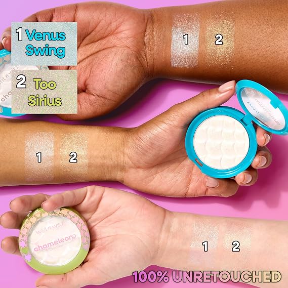 wet n wild Chameleon Chrome Highlighter, Dynamic Color Shift, Liquid-to-Baked Texture, Customizable Luminous Radiance, Cruelty-Free - Too Sirius