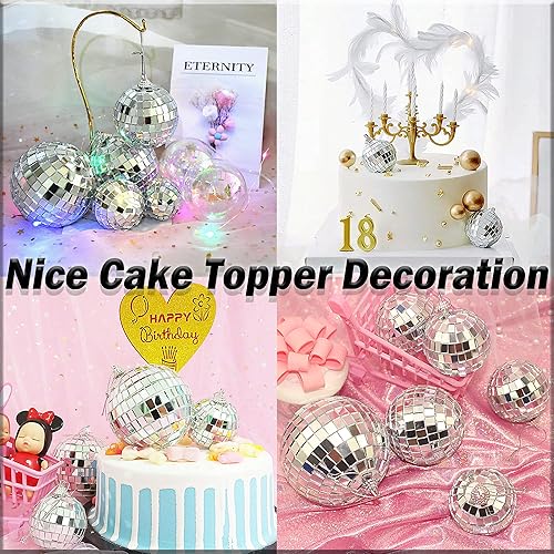 Miniatura 6 de 6 bolas de discoteca de 1.6 pulgadas, bolas de espejo plateadas para decoración de árbol de Navidad, boda, fiesta