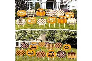 Set of 12 Halloween Thanksgiving Yard Pumpkins Fall Harvest Decoration