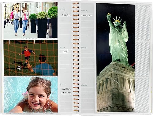 Miniatura 3 de álbum de fotos con encuadernación en espiral. 300 bolsillos bidireccionales para fotos de 4 x 6 pulg., color azul