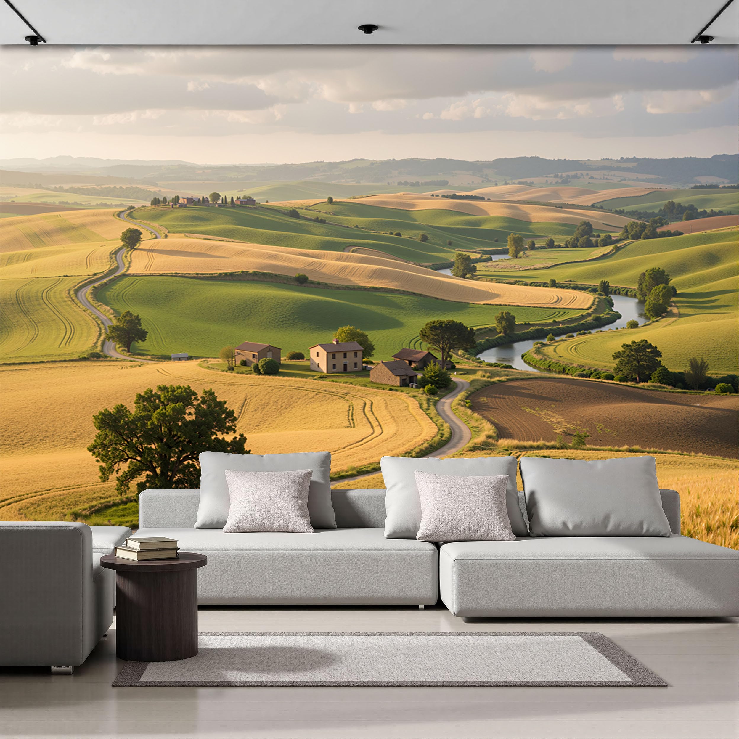 Papier peint panoramique en soie texture 3D effet haut de gamme 200x140cm