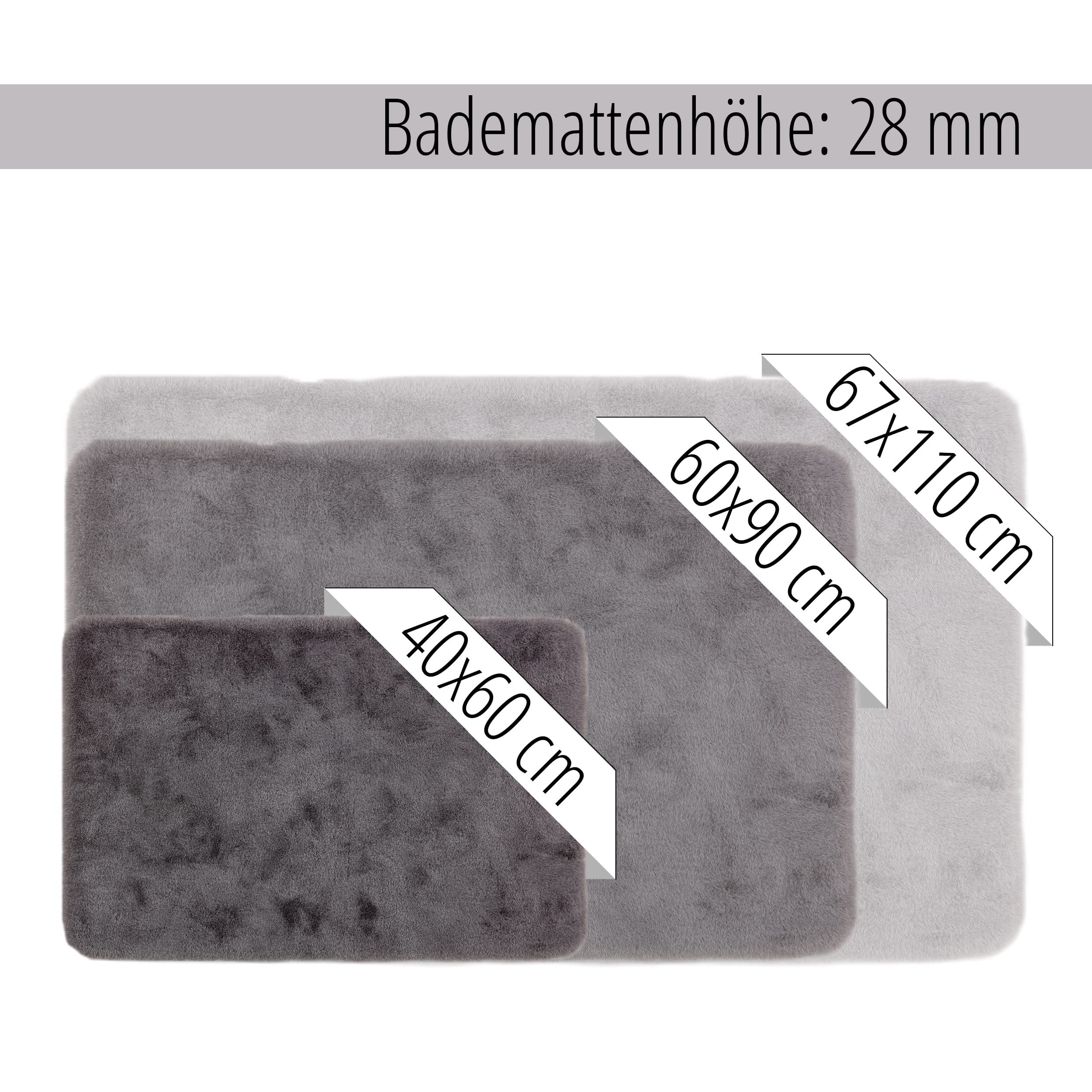 Schöner Wohnen Collection Alfombra de baño 67 x 110 cm - Alfombrilla de baño Muy mullida Gris - Lavable y Antideslizante
