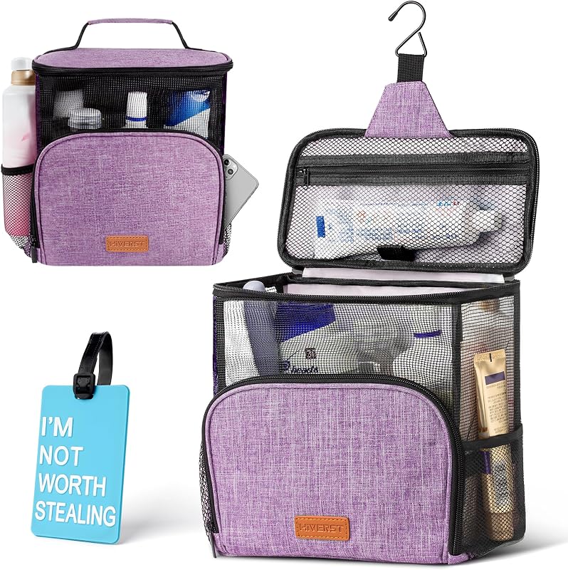 Necessaire organizadora suspensa Hiverst com gancho, tecido Oxford 600D e etiqueta de bagagem