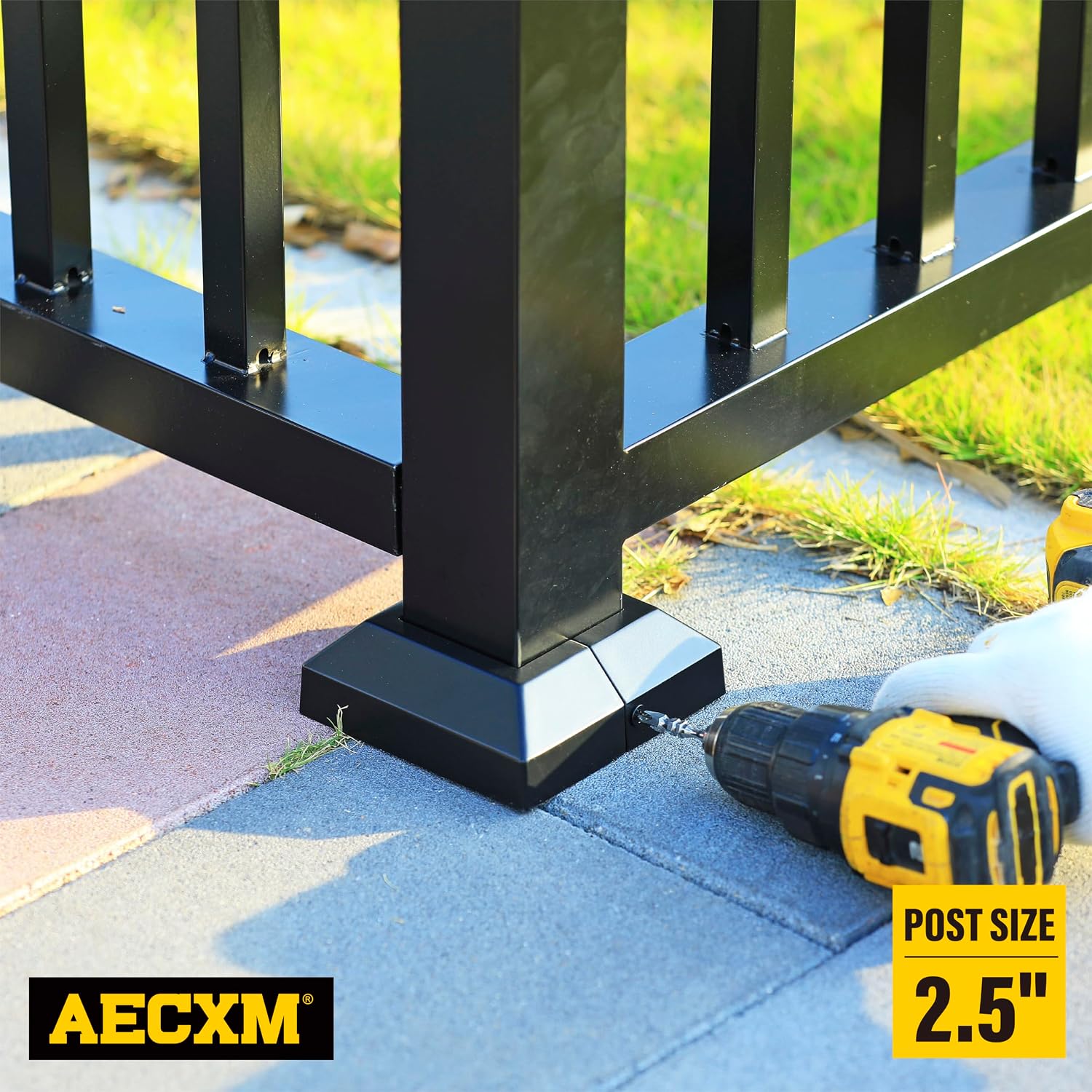 2Pack 2.5"×2.5" Deck Post Base Cover Decorative Aluminum, Split Post Cover Skirts Trim for Deck Railings丨Stairs Black