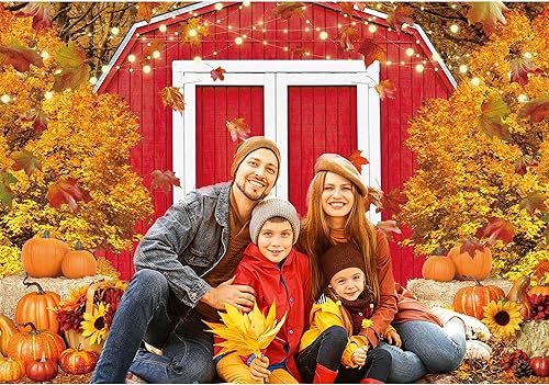 Miniatura 3 de Telón de fondo rojo de 10 x 8 pies para fotografía de otoño, calabaza, hojas de arce, día de Acción de Gracias, baby shower, fiesta de cumpleaños,