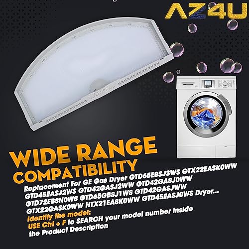 Miniatura 6 de AZ4U Reemplazo de pantalla de pelusa para secador de gas GE GTD65EBSJ3WS GTX22EASK0WW GTD45EASJ2WS GTD42GASJ2WW GTD42GASJ0WW GTD72EBSN0WS
