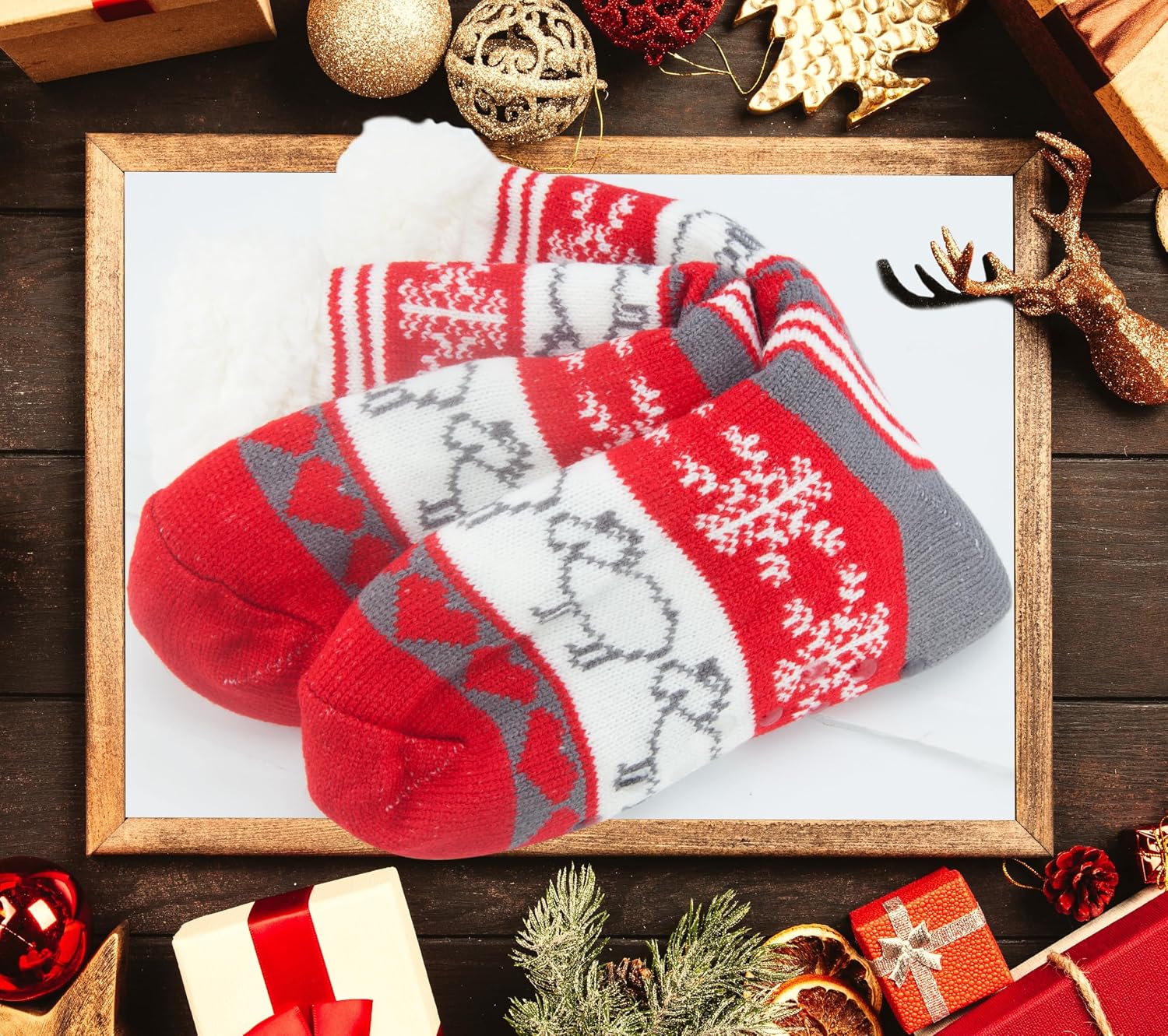 Slipper Socks for Women Heat Holding Fluffy Sock Knitted Fuzzy Bed Slippers One Size Non Slip image 2
