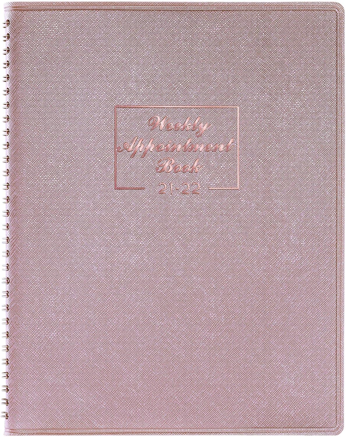 2021-2022 Appointment Book & Planner - July 2021 - June 2022 Daily Hourly Planner 8.4" x 10.6",15-Minute Interval, Flexible Soft Cover, Twin-Wire Binding, Lay - Flat, Rosy
