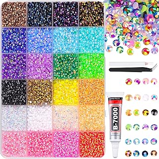 24000pcs Jelly Resin Rhinestones with Tweezers for Crafts, Mixed Gems, 3mm Non Heat Setting, Crystals for DIY Clothing, Gl...