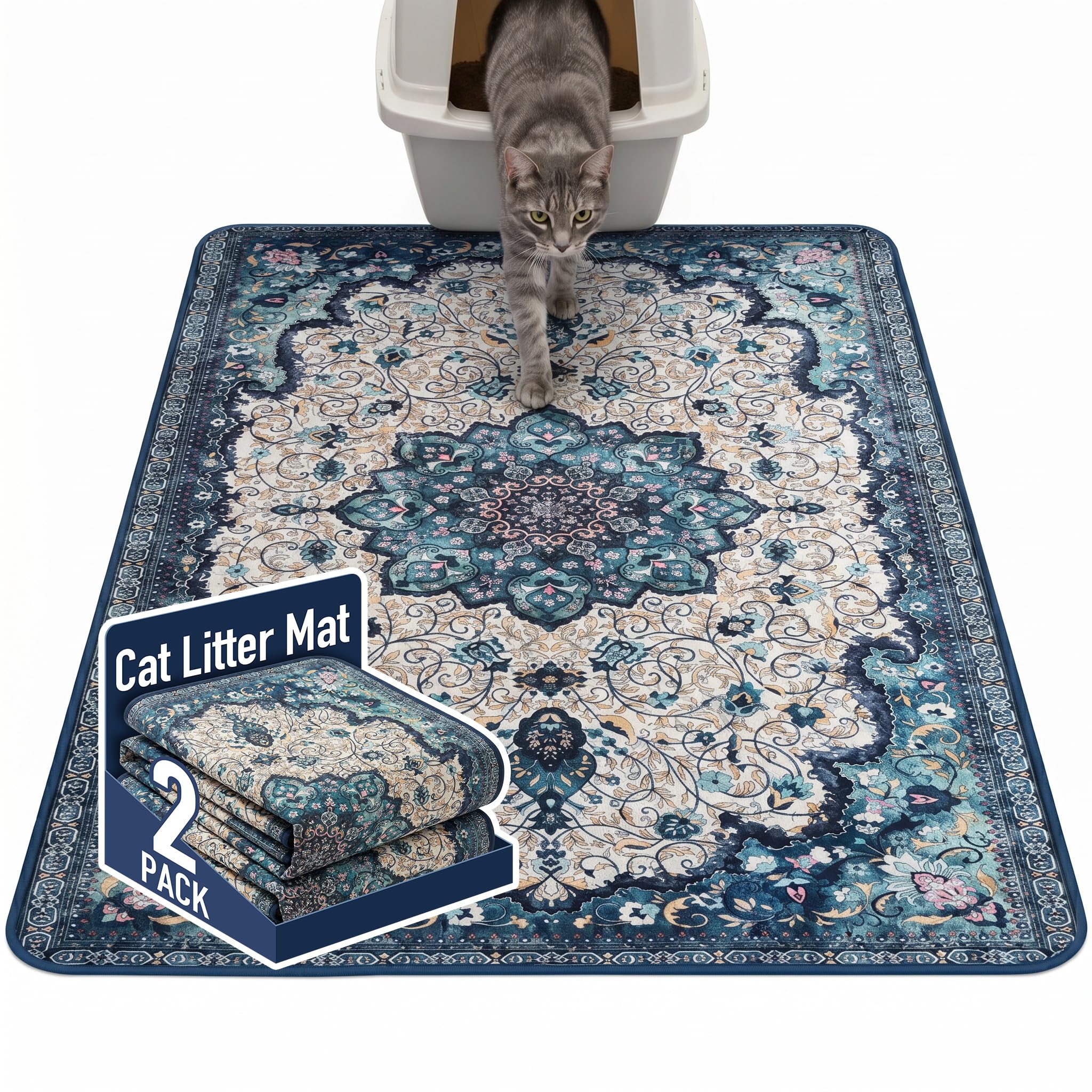 Hompet Almohadillas reutilizables para orina para perros, antideslizantes, lavables, para piso, 122 x 152 cm, color turquesa, paquete de 2