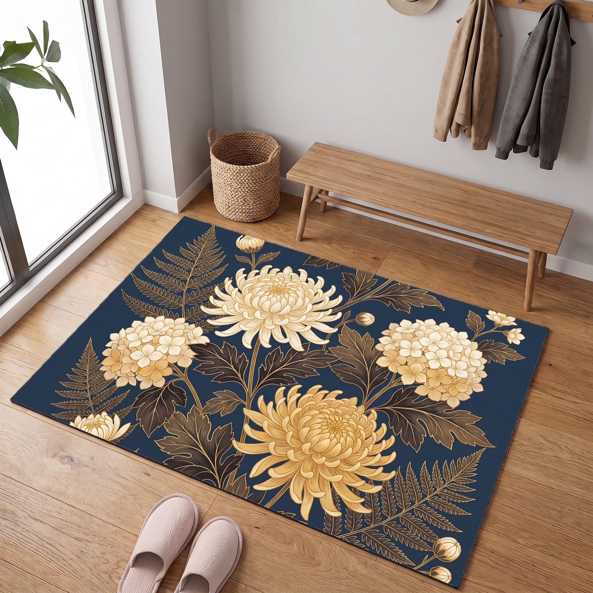 Dégradé Blanc-Orange Style Japonaispaillasson Durable Et Antidérapant Retient L’Eau Et Les Saletés Facile À Nettoyerpaillasson Interieur80X120 Cmtapis D'Entrée Antidérapant