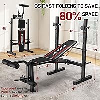 Vista 7 de OPPSDECOR Multi-Function Weight Bench Set with Squat Rack Leg Extension & Leg Curl Adjustable Workout Bench for Full Body Fitness Foldable