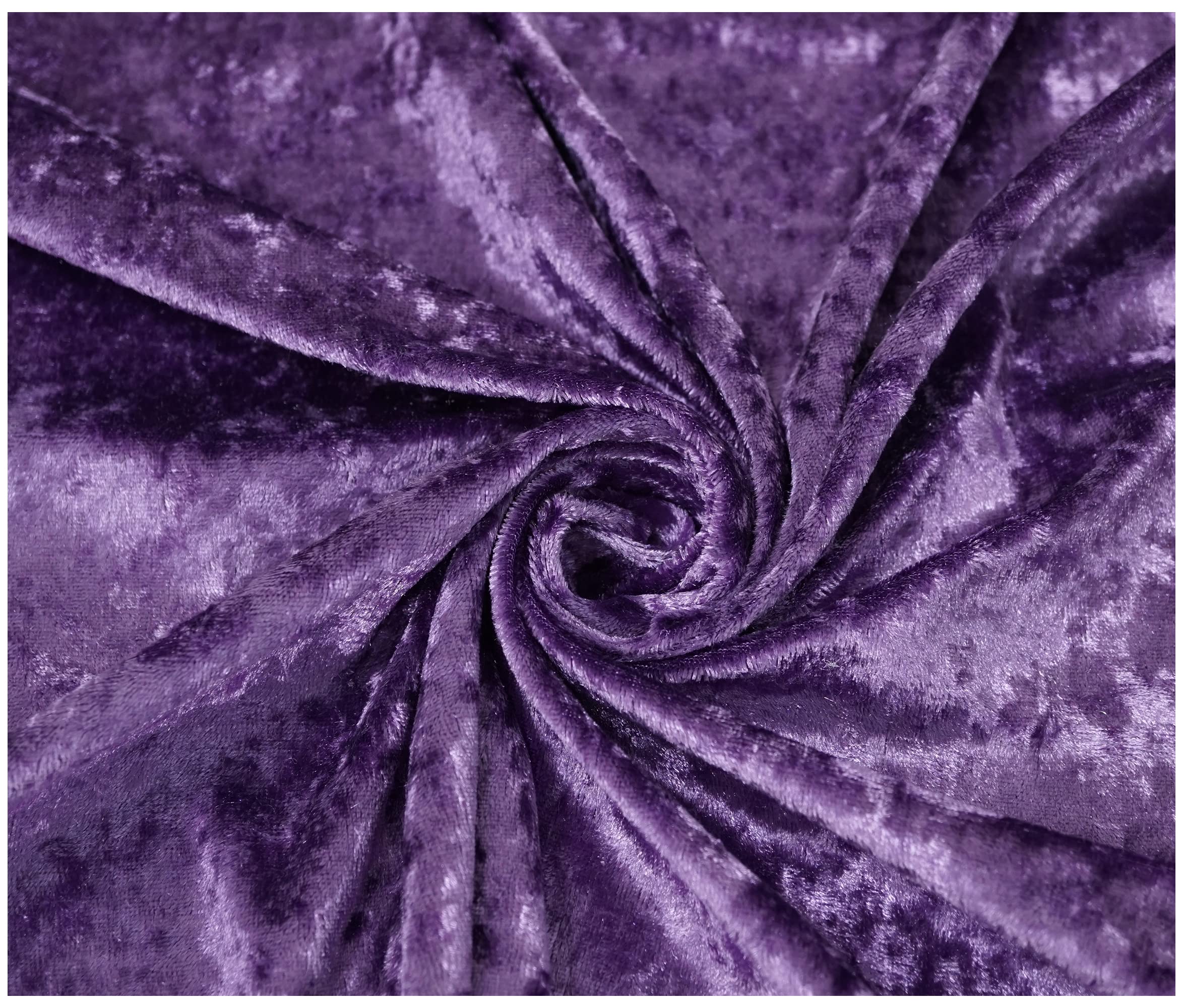Thefabrictrade Amethyst Shiny Crushed Velvet Fabric Premium Quality Velour Stretch Fancy Prom Dress Material Soft Furnishing 59" Extra Wide (Sold By The Metre) (Amethyst)