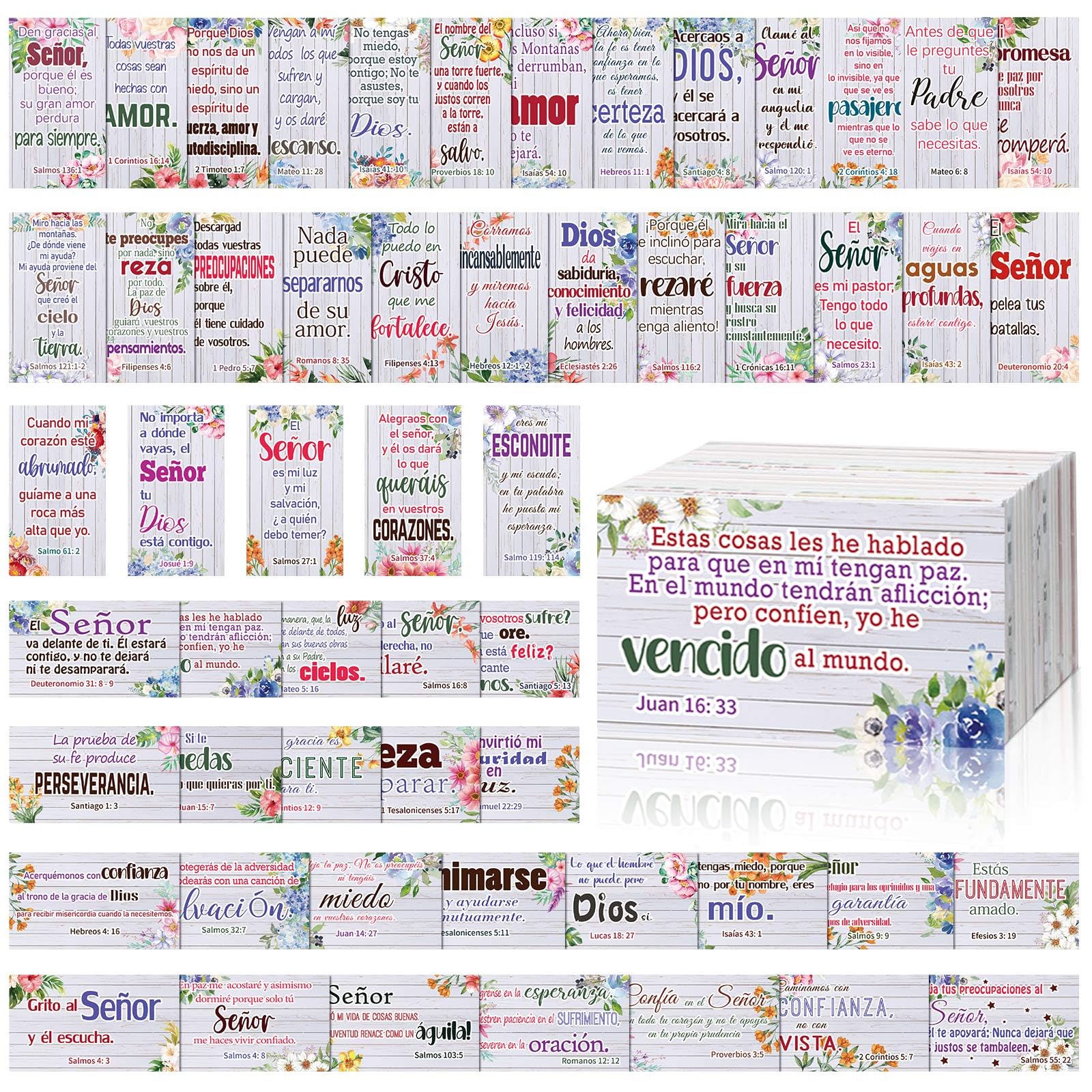 Resholder 240 Pcs Bible Verse Cards in Spanish Prayer Greeting Cards with Assorted Bible Verses Versículos Bíblicos En Español Church Christian