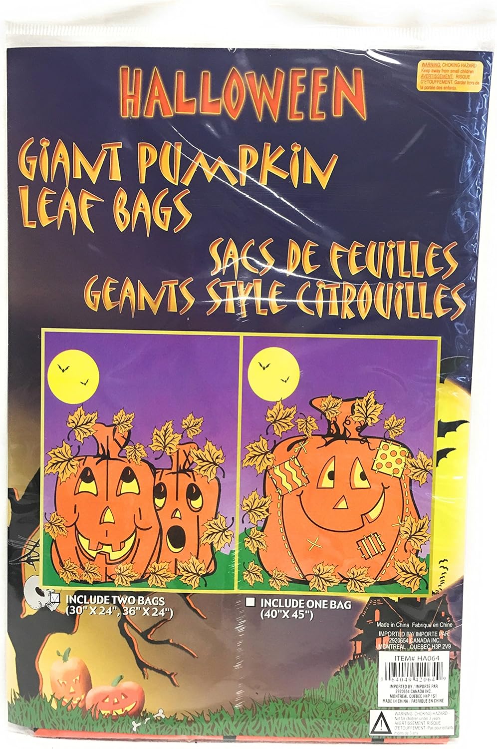 Giant pumpkin leaf bag (2 pack) Amazon.ca Health & Personal Care