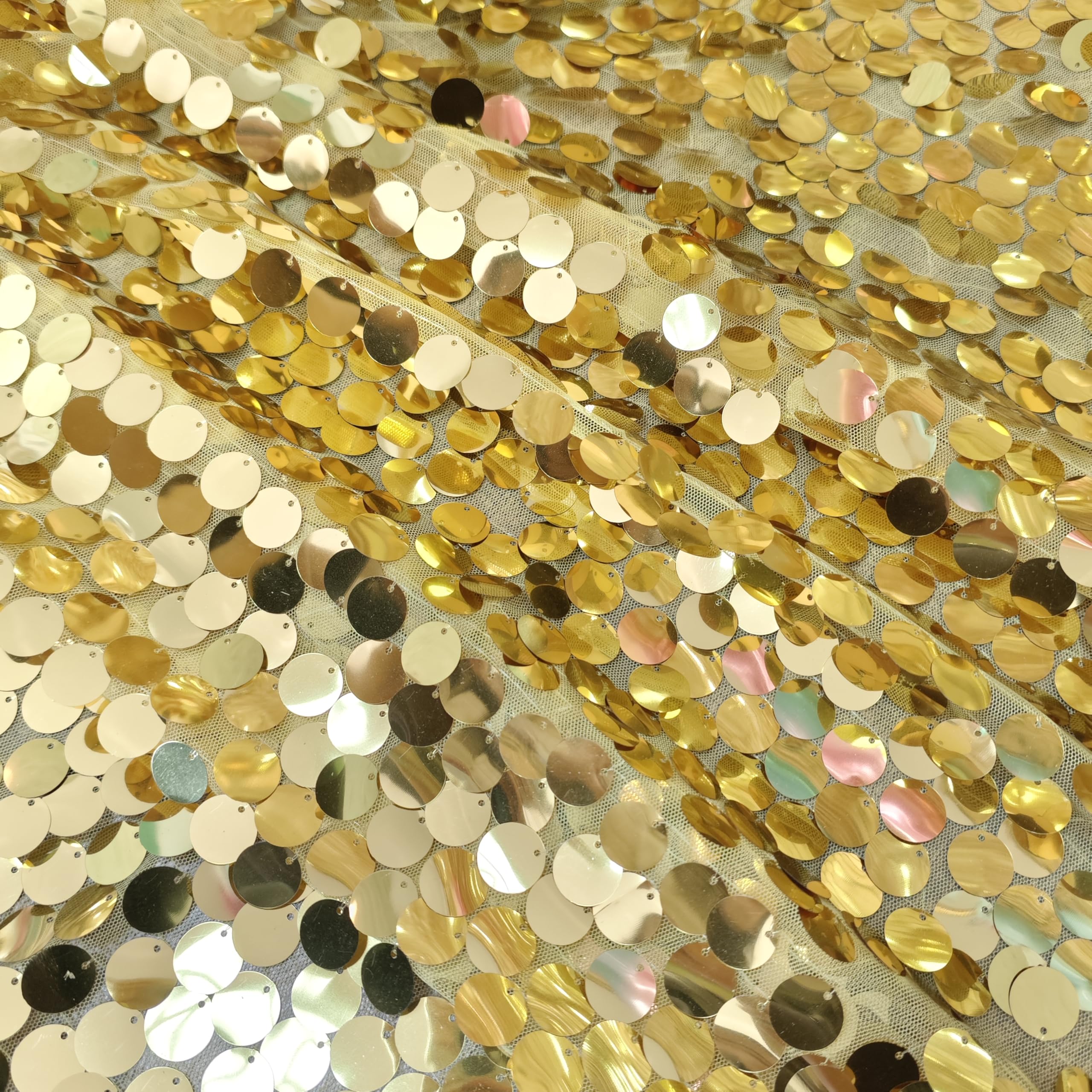 Sfondo fotografico luccicante, tenda con paillettes glitterate da 2,3 x 2,4 m, grande pannello di paillettes da 18 mm, perfetto per matrimoni, Ringraziamento, baby shower (oro chiaro)
