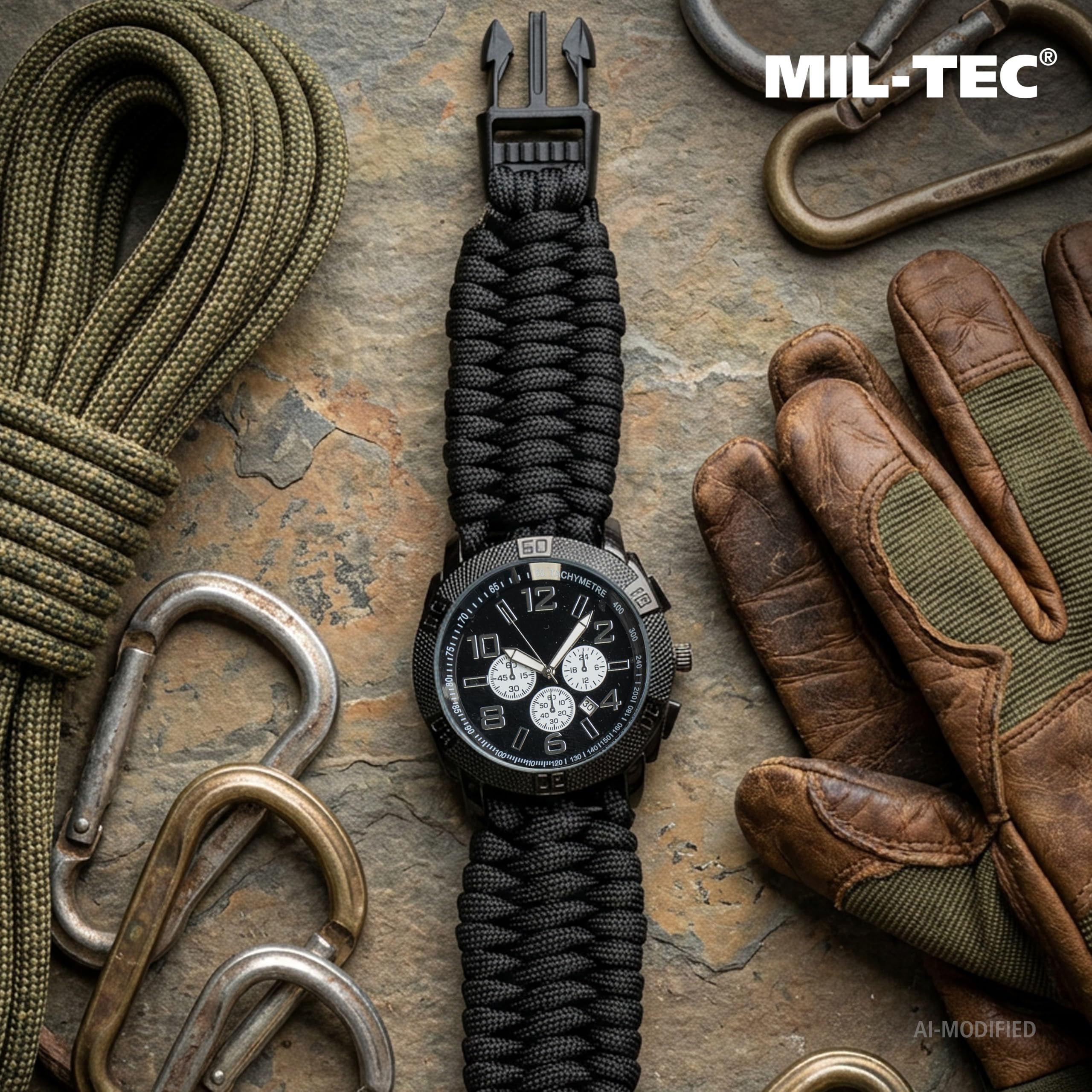 Miltec Paracord Orologio dell'esercito, Nero