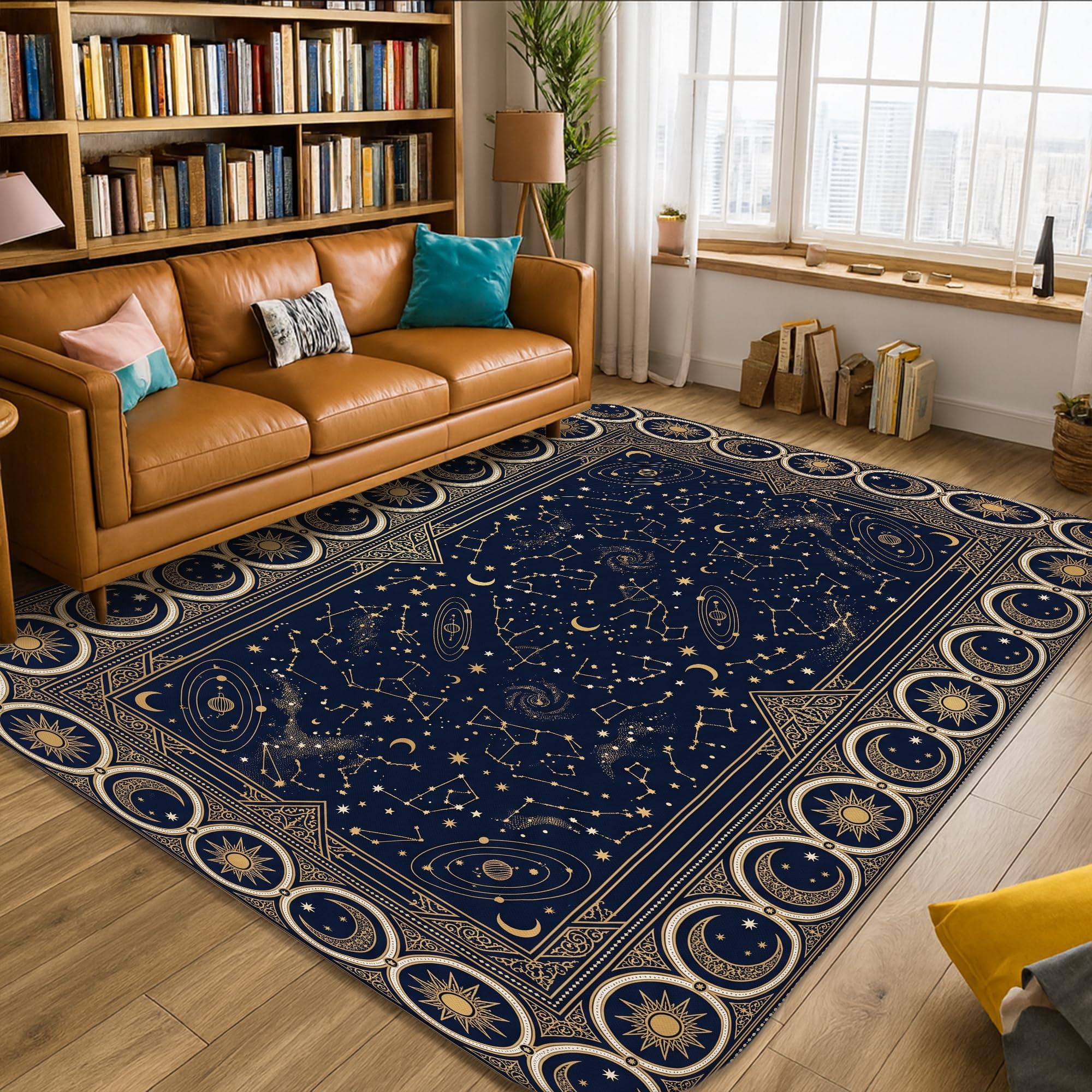 Tapis décoratif constellation céleste phase de lune 1,5 x 2,1 m