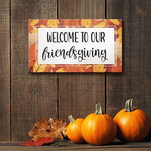 Miniatura 7 de JennyGems Regalos y decoración de Friendsgiving, letrero de madera de bienvenida a nuestros amigos, decoraciones de Acción de Gracias, decoraciones